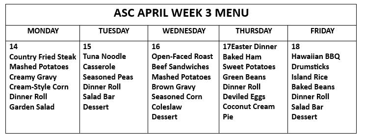 Ava Senior Center Menu