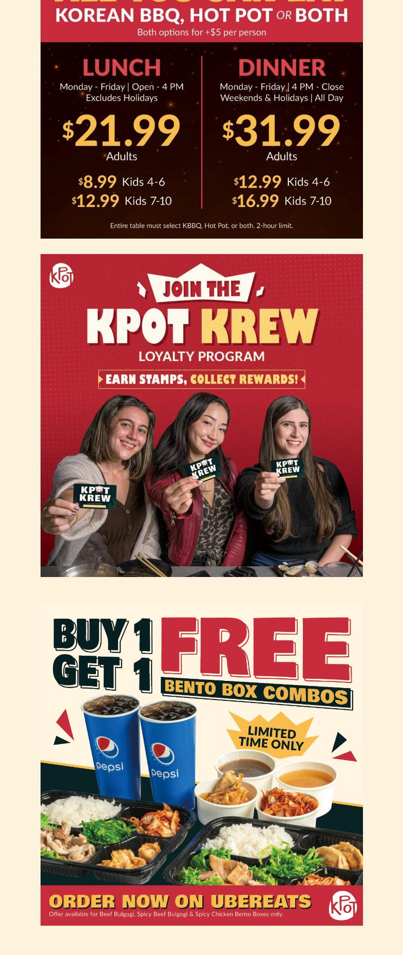 KPOT Korean BBQ & Hot Pot Menu