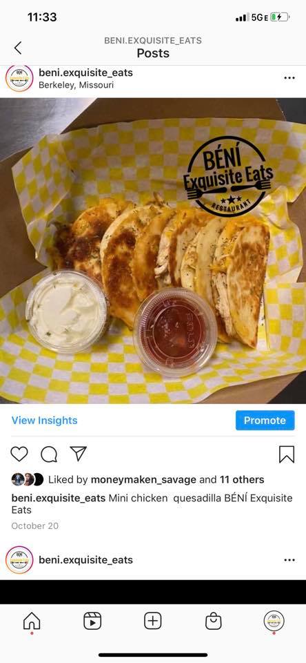 Béni Exquisite Eats Menu