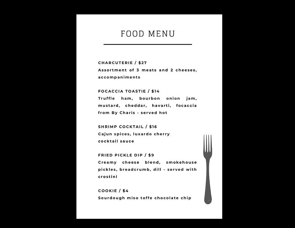 Bourbon + Bitters Menu