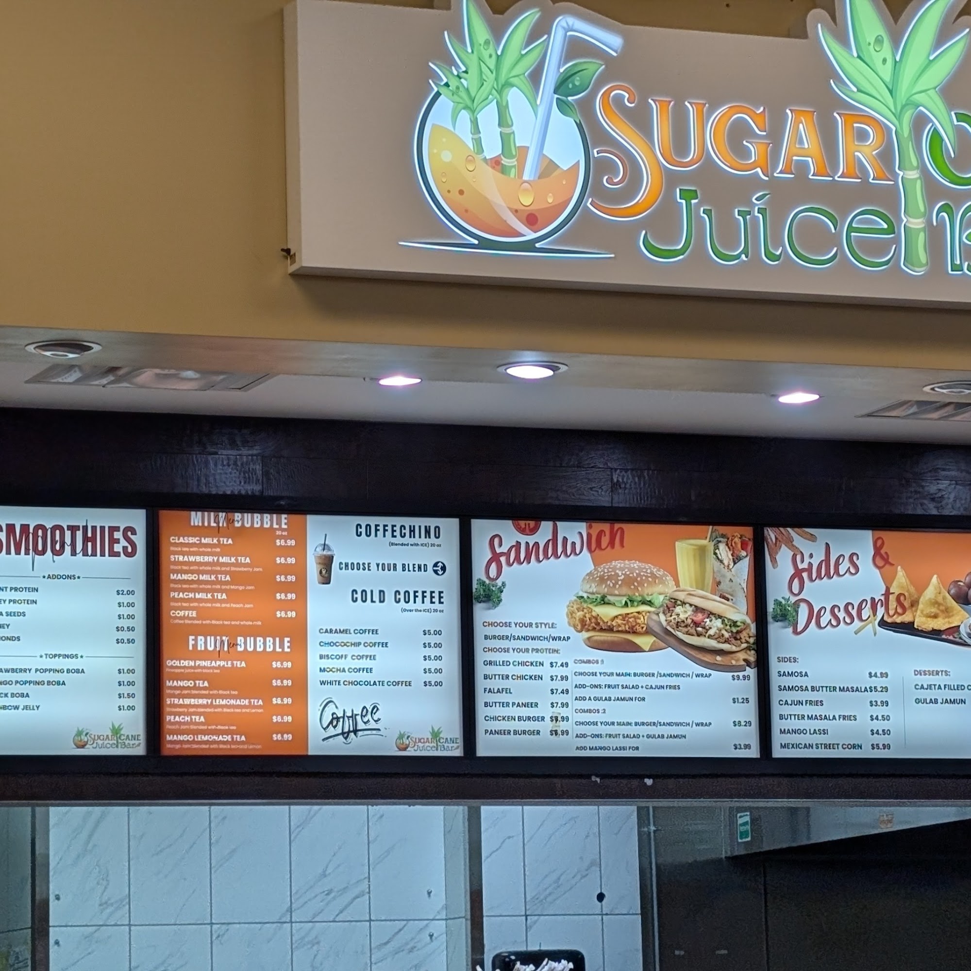 Sugarcane Juice Bar Menu