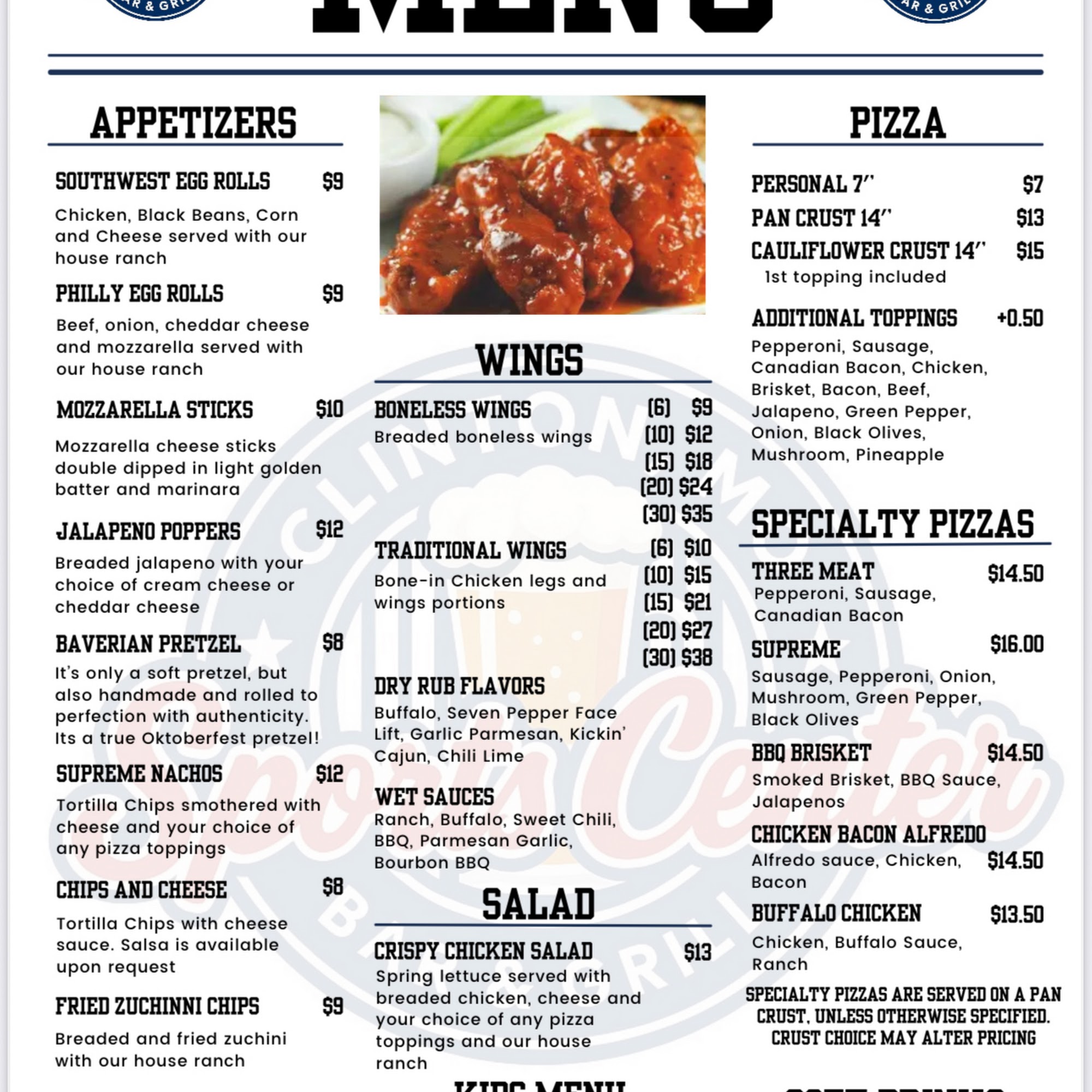 Sports Center Bar & Grill Menu