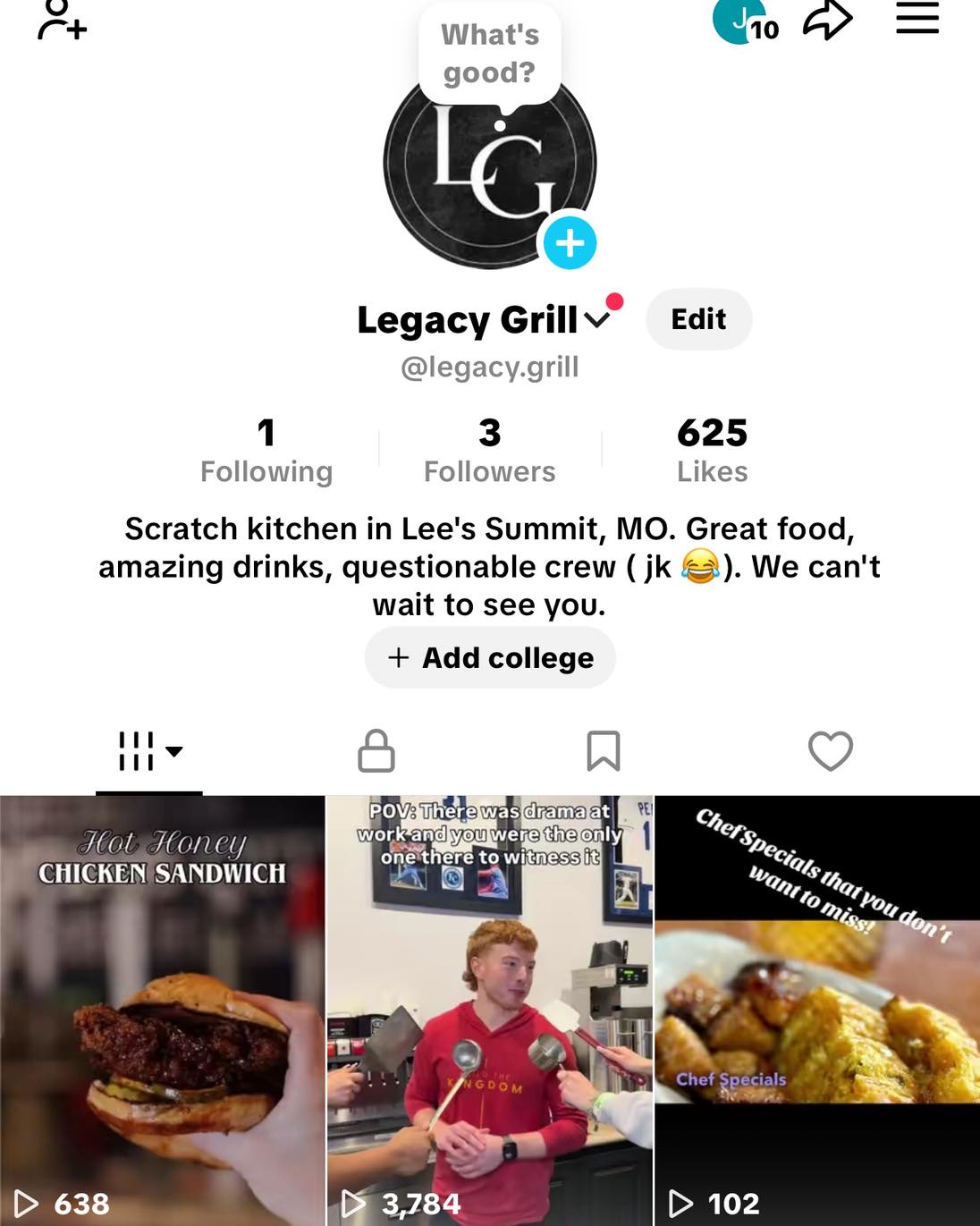 Legacy Grill Menu