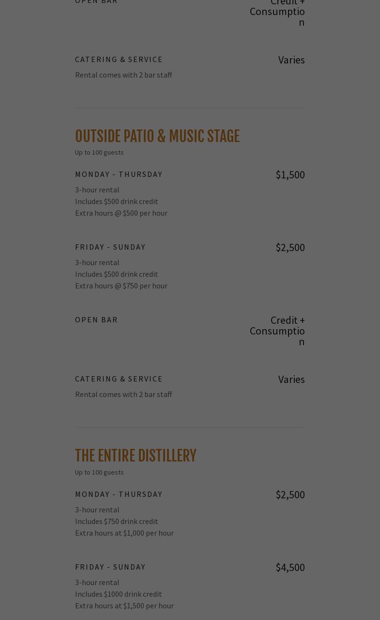 Stone Ledge Distillery Menu