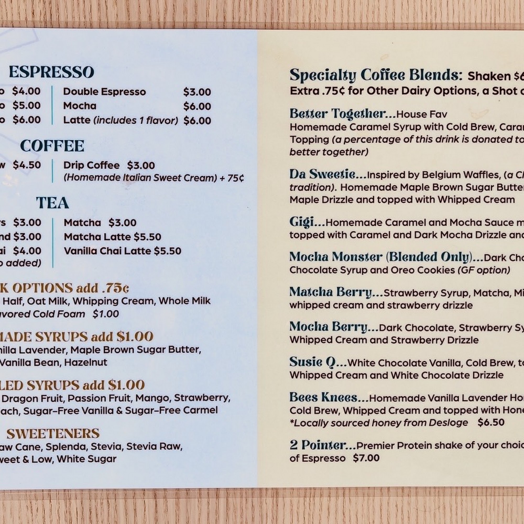 Big Door Coffee House Menu