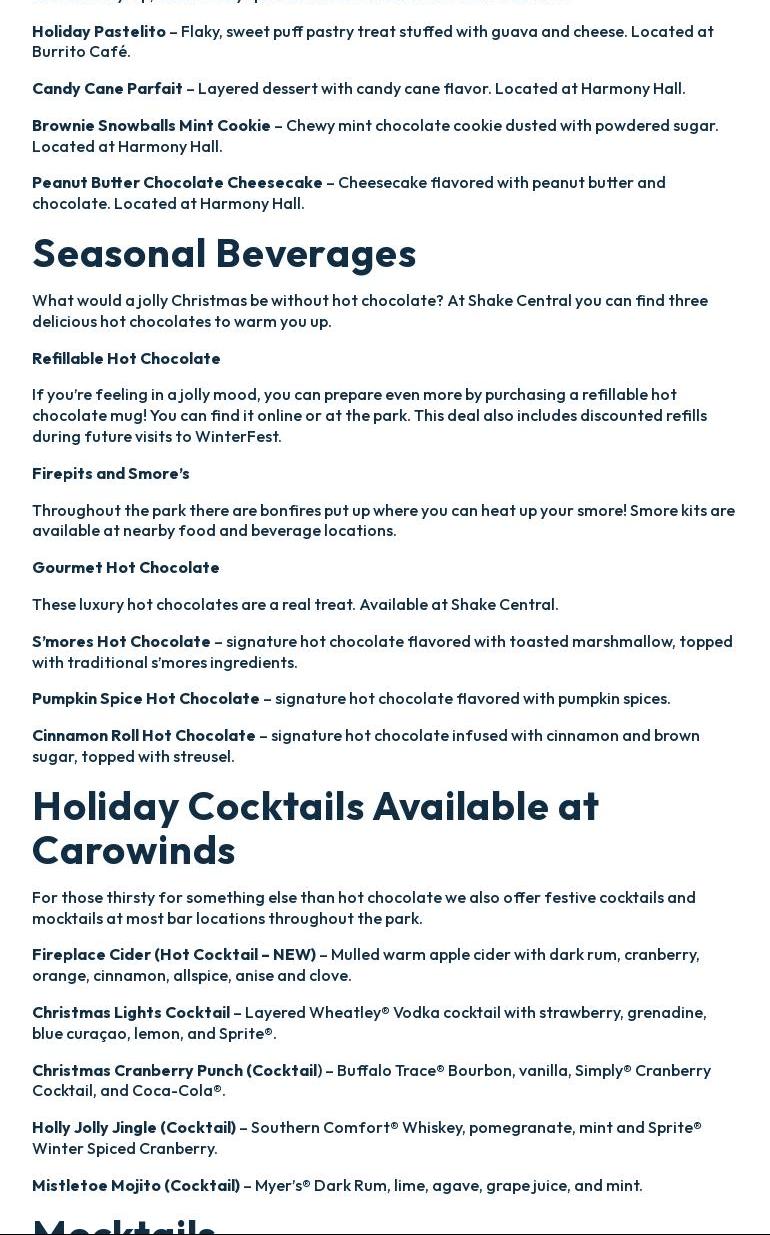 Treehouse Treats Menu