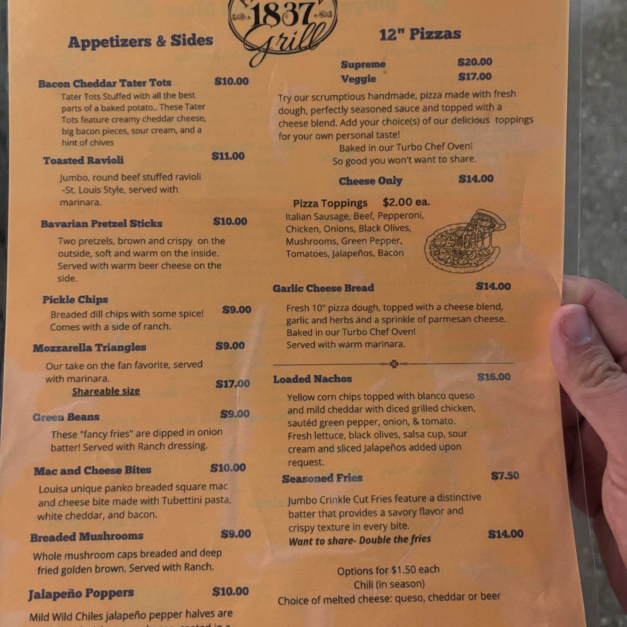 Hermann 1837 Grill Menu