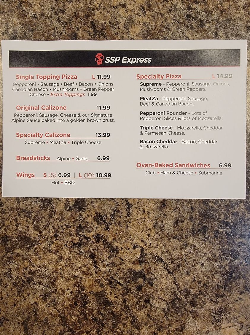 Hume General Store Menu