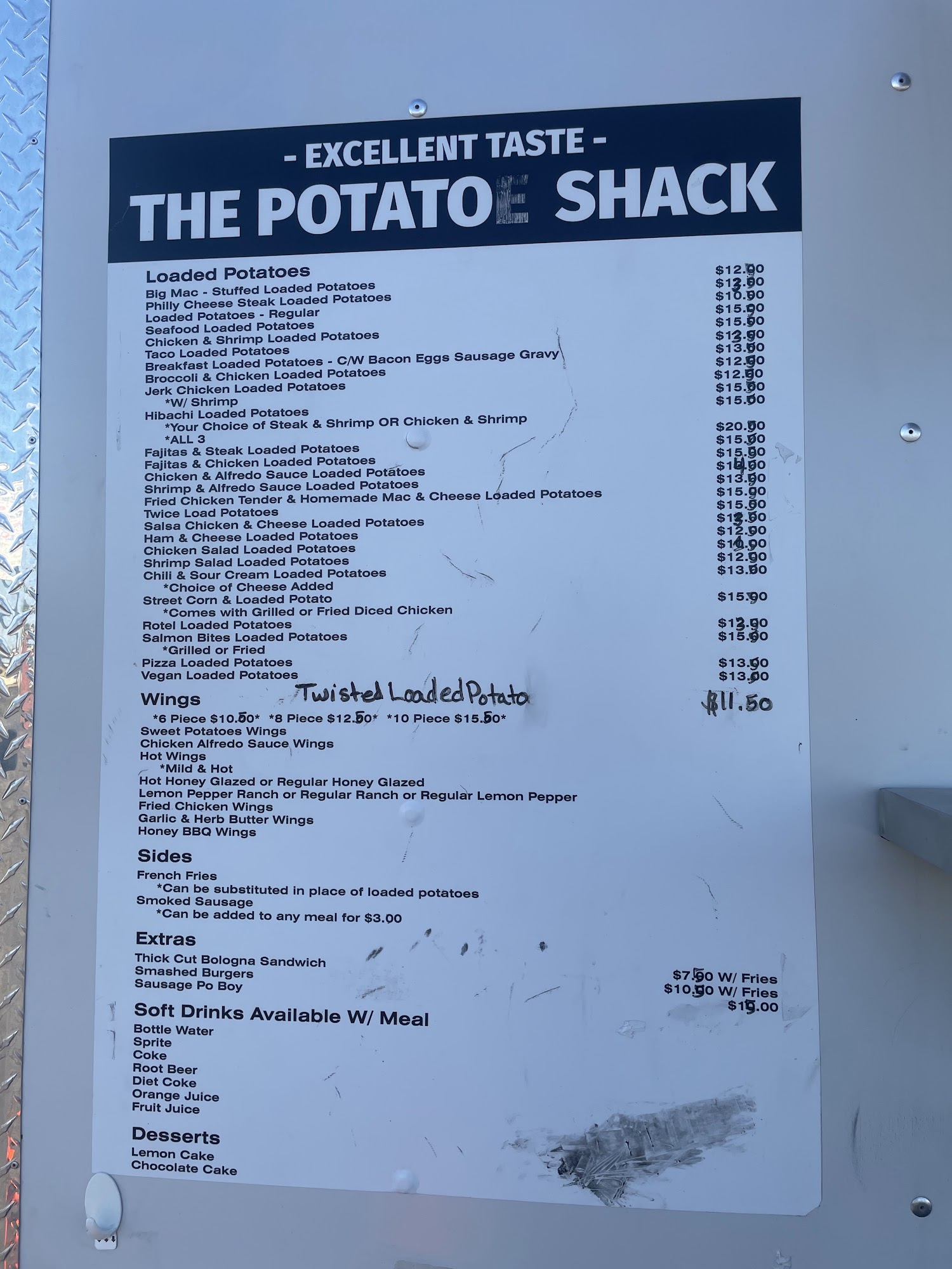 Excellent Taste - The Potato Shack Menu