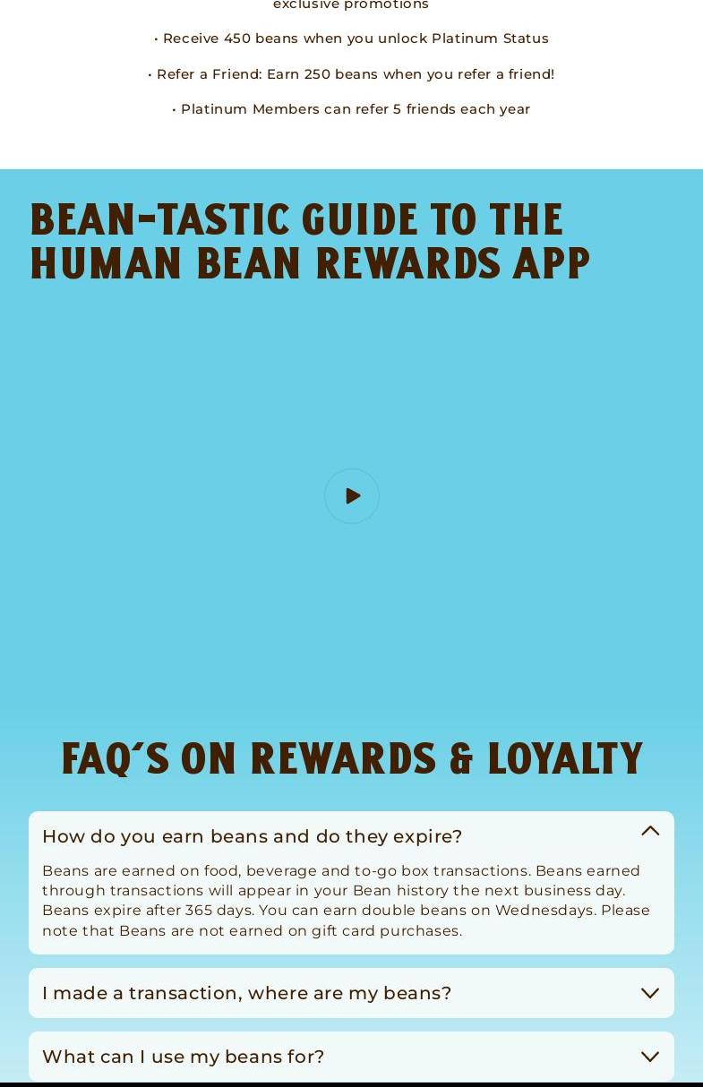 The Human Bean Menu