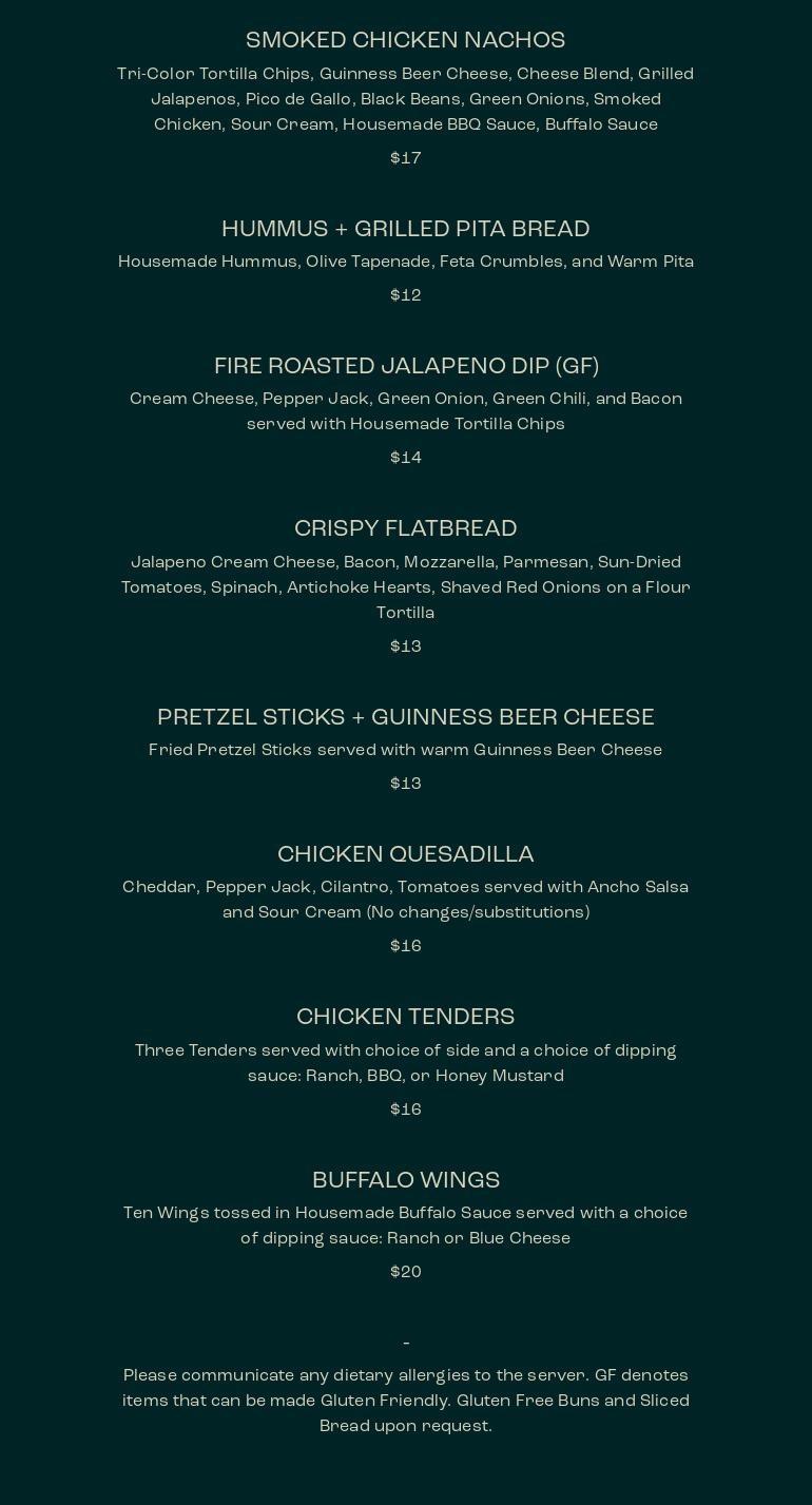 BarCENTRAL Menu