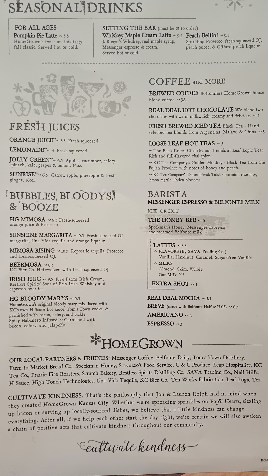 HomeGrown Kansas City - Power & Light Menu