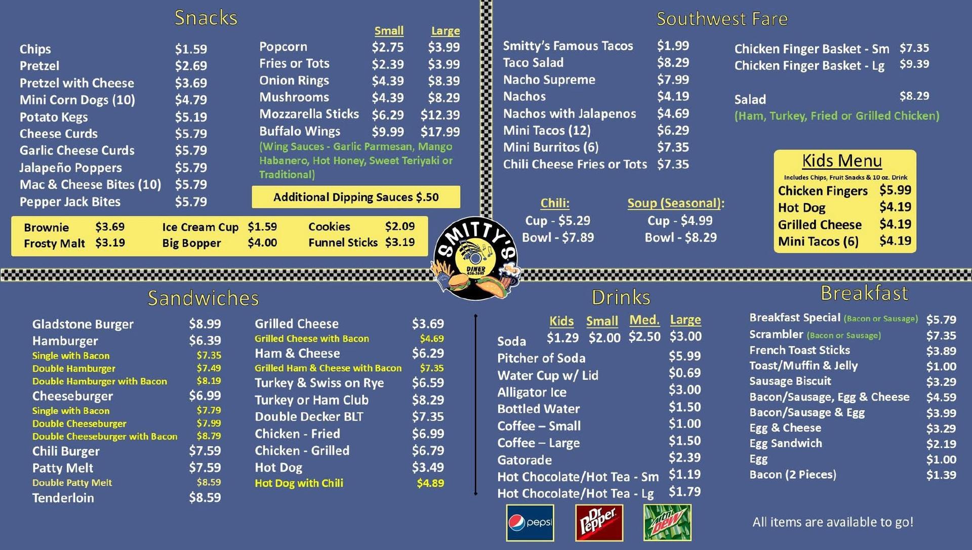 Smitty’s Diner Menu