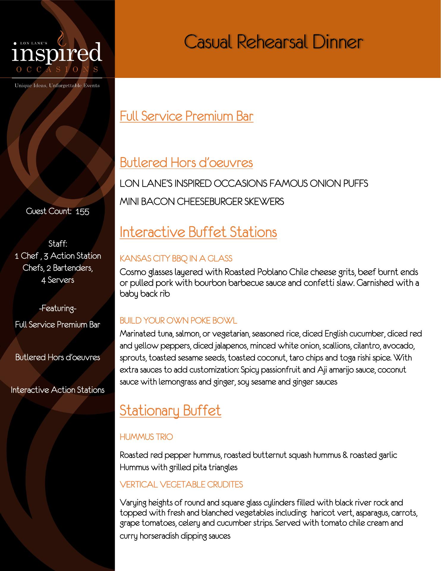 Inspired Occasions Menu
