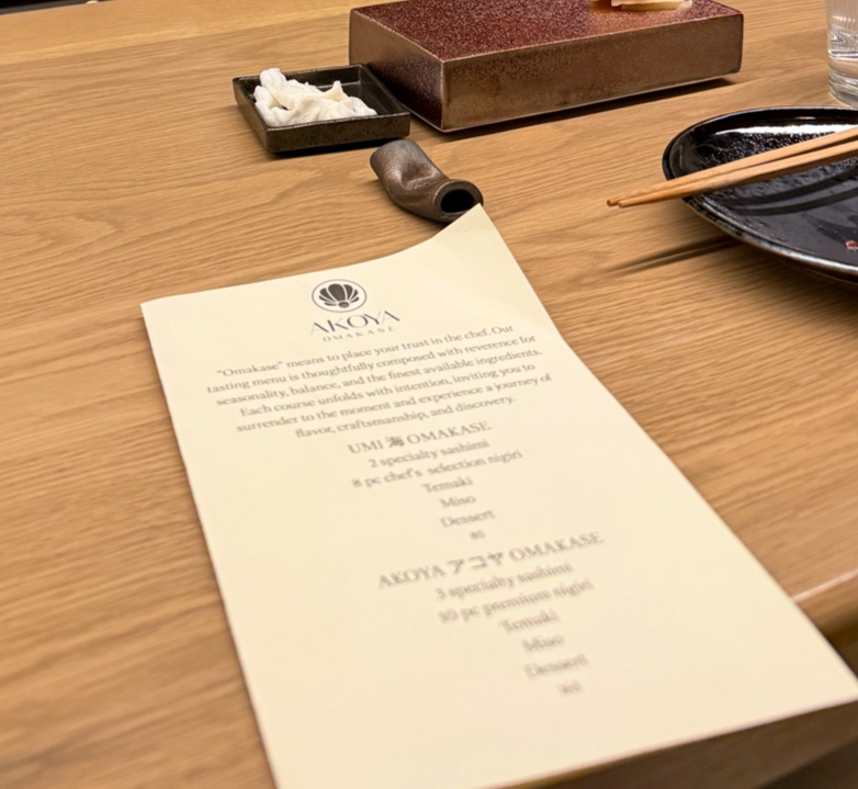 Akoya Omakase Menu