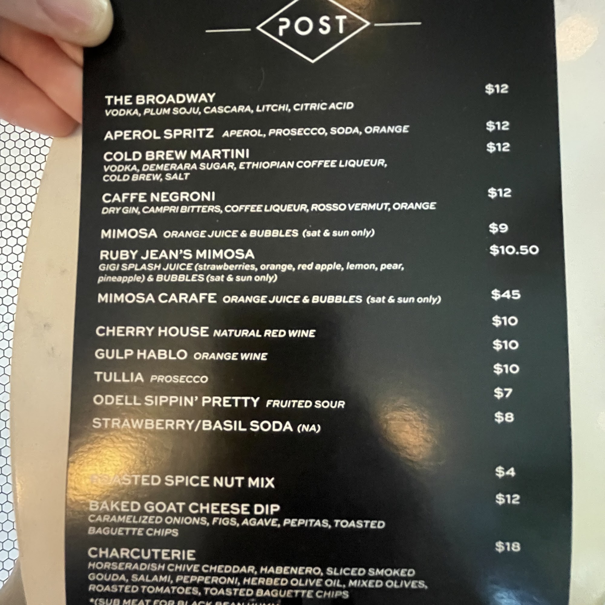 Post Coffee Company Menu