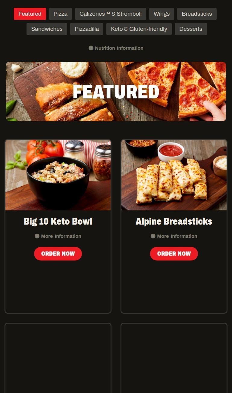 Simple Simon's Pizza Menu