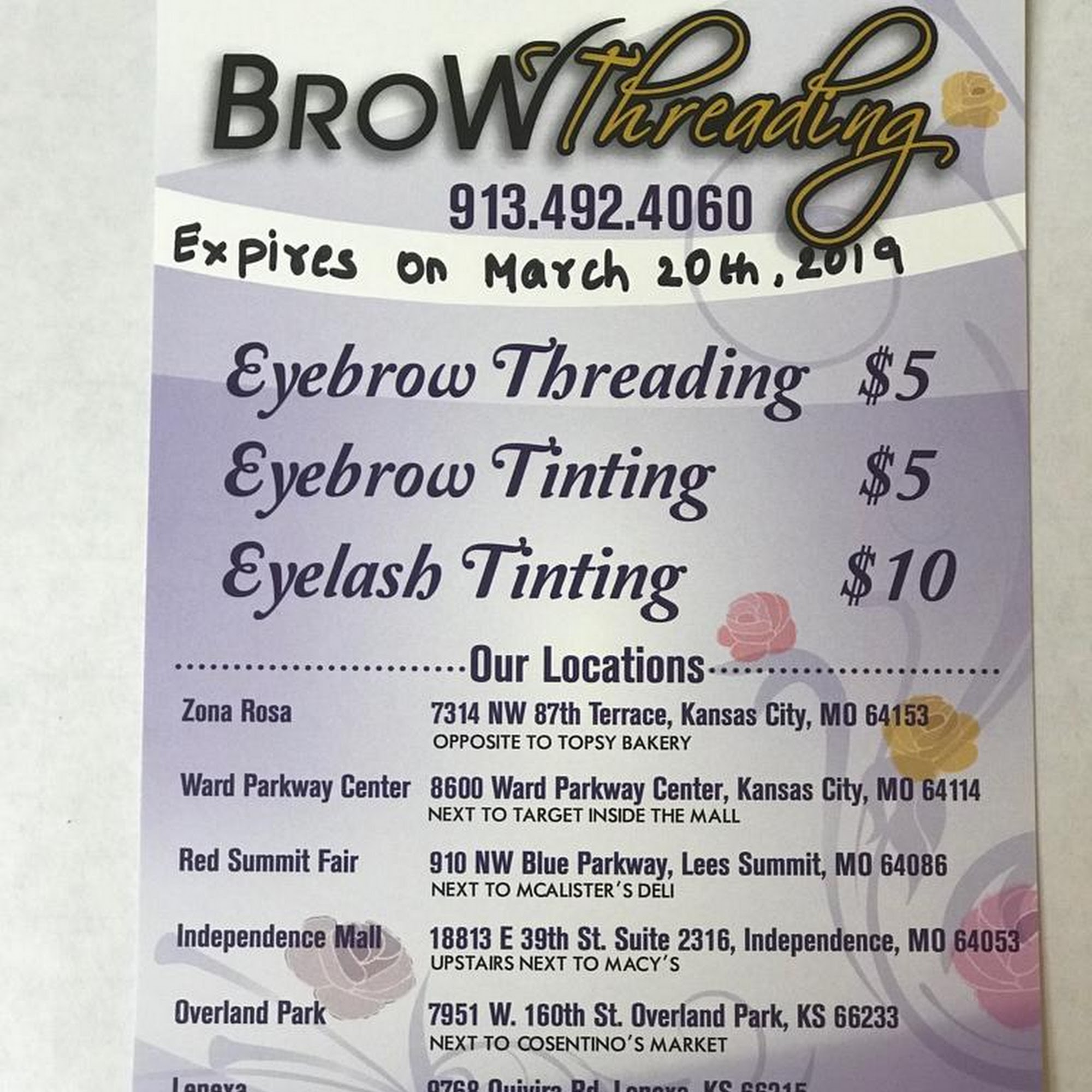 Brow Threading $14 Eyebrow Tinitng