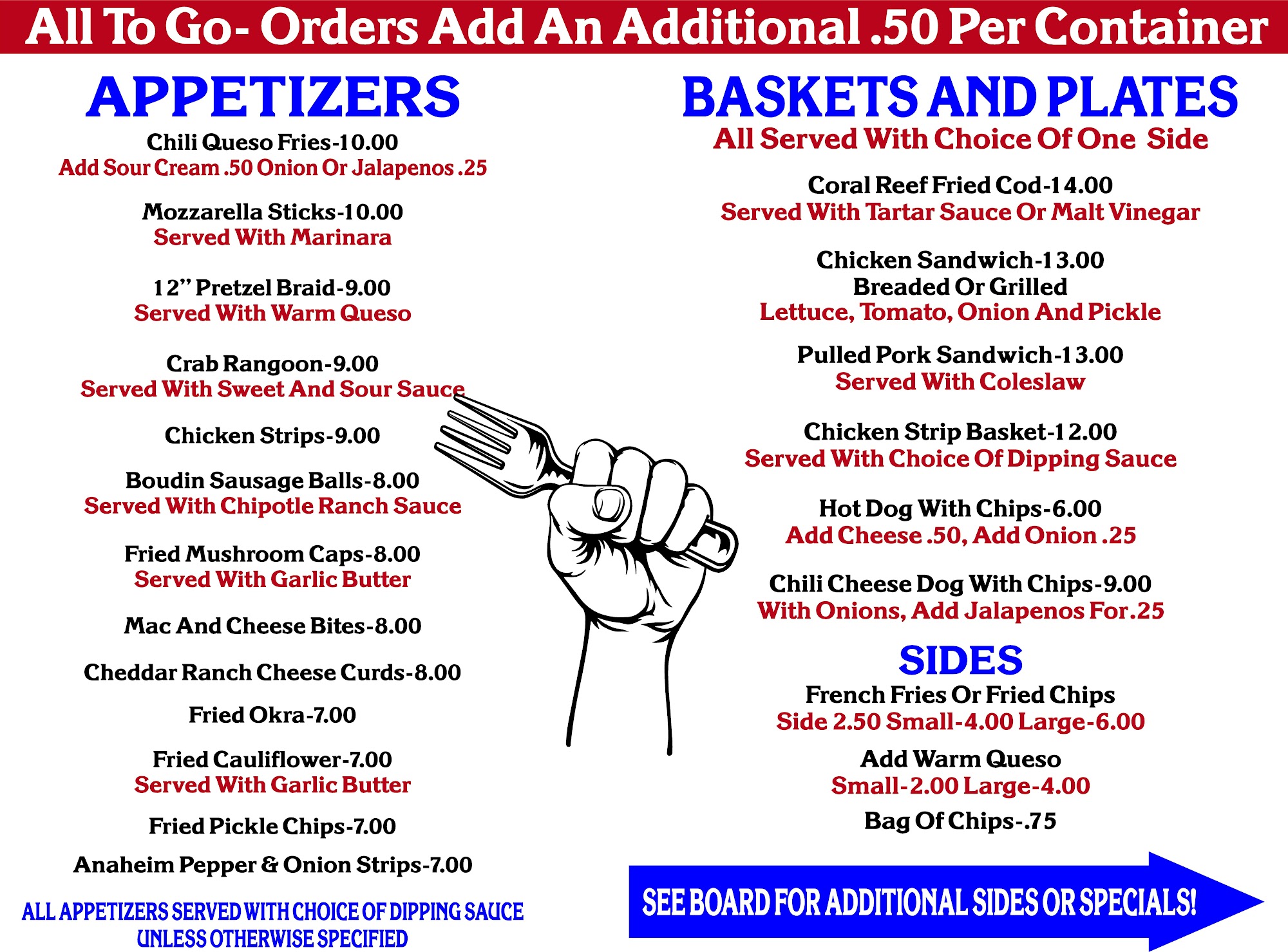 Donna's Ice House Menu
