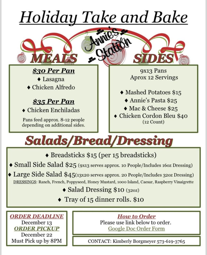 Annie's Station Menu