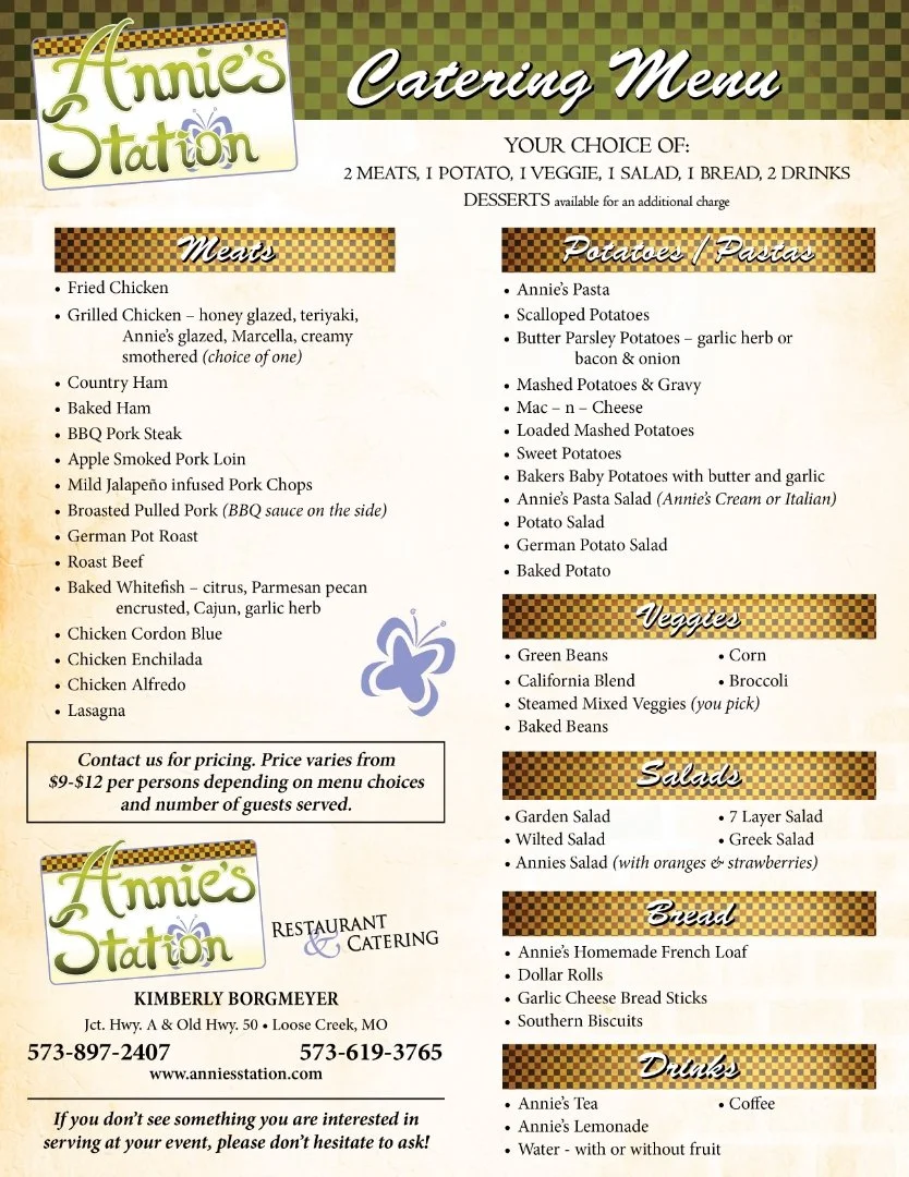 Annie's Station Menu