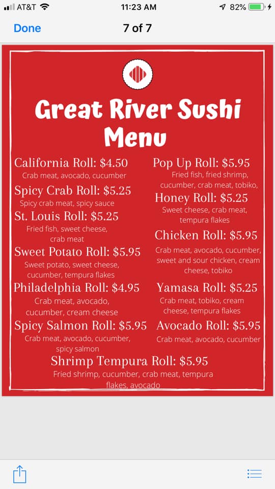 Great River Menu