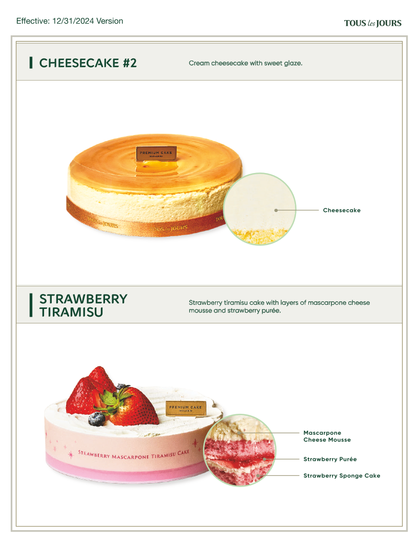 Tous les Jours Bakery Cafe Menu