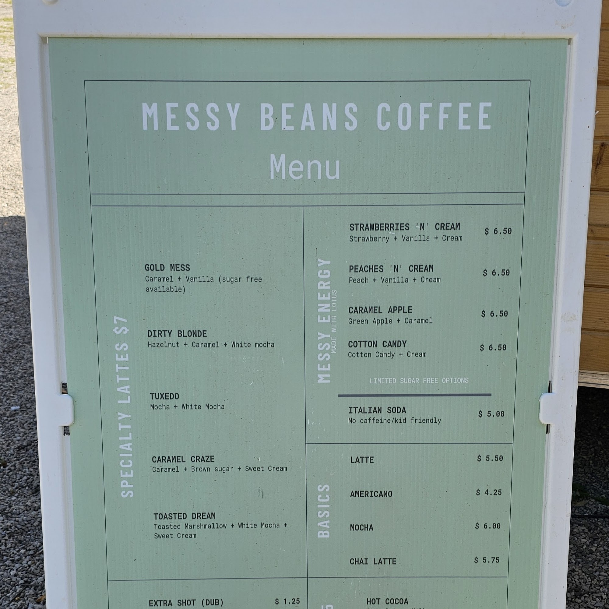 MESSY BEANS COFFEE Menu