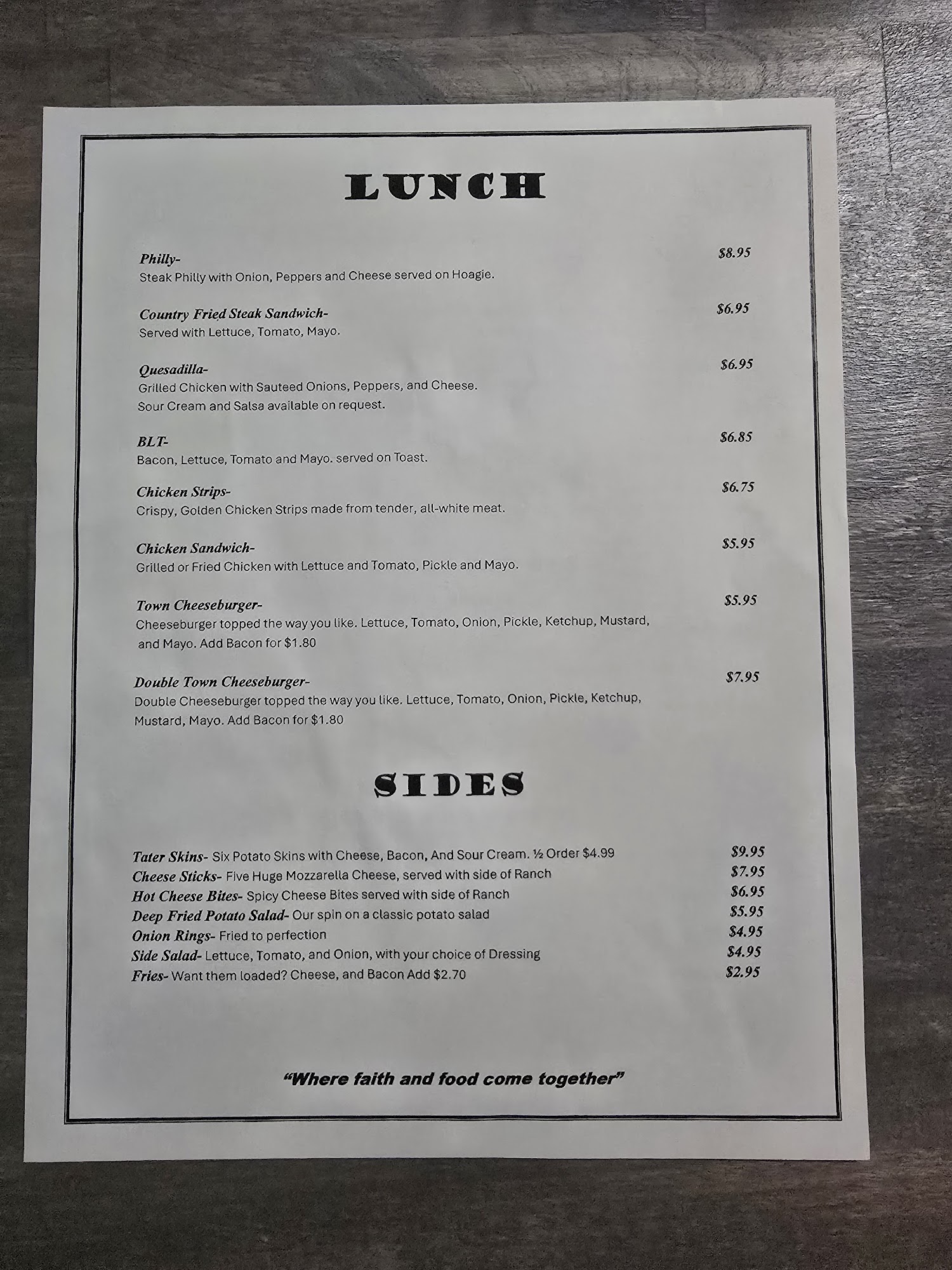 Morley Cafe Menu