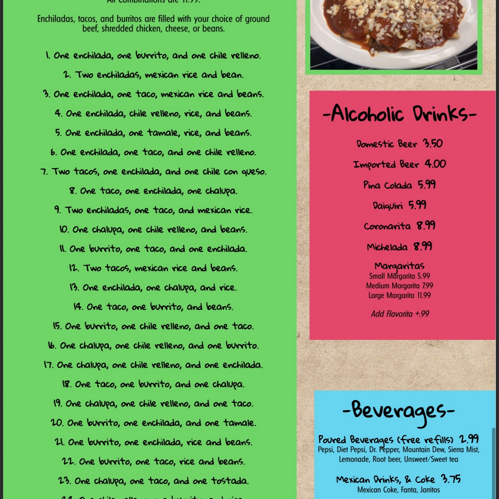 El Aguacate Mountain Grove Menu