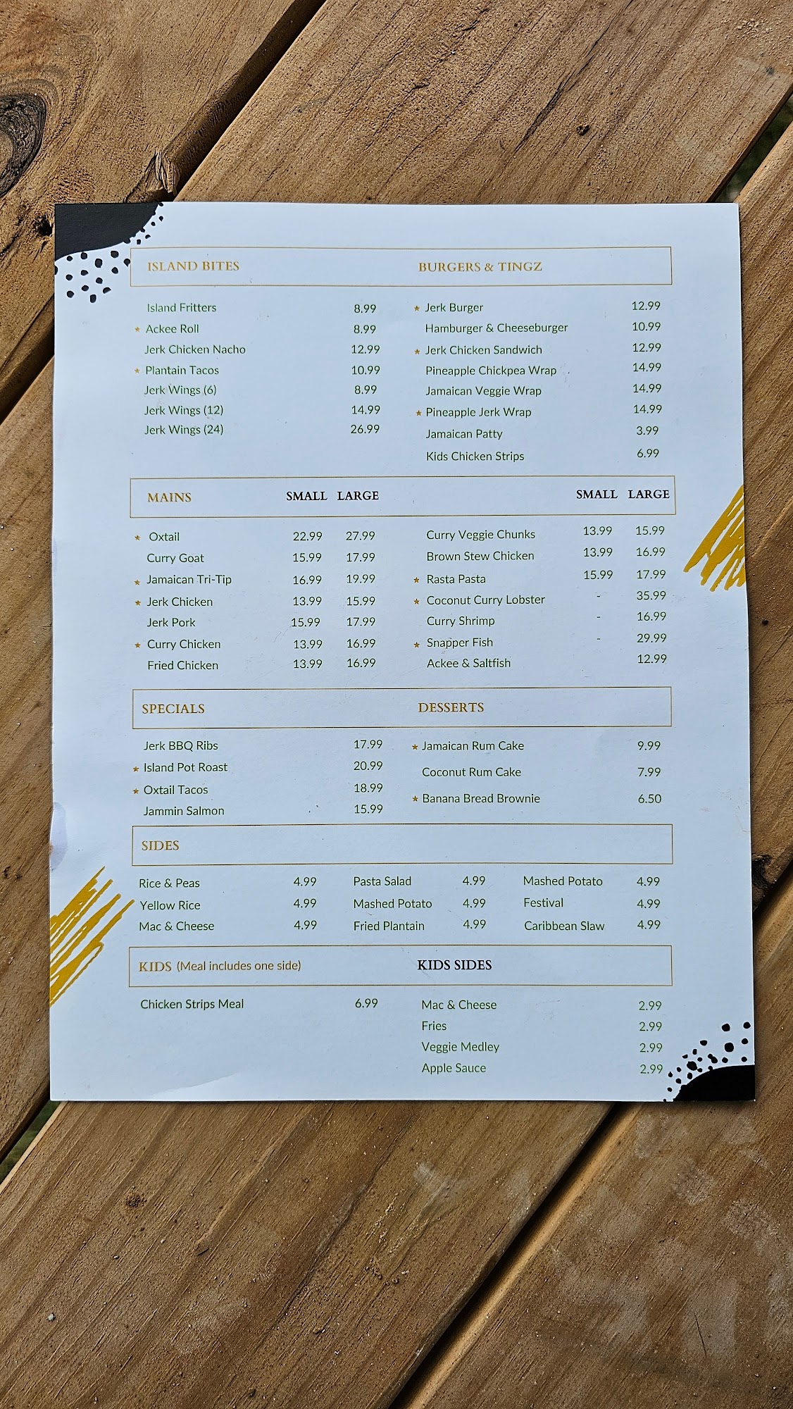 JahmericanCuisine Menu