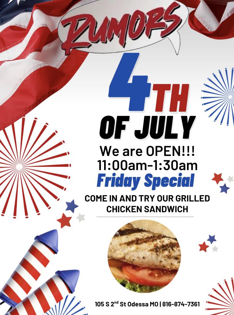 Rumors Bar and Grill Menu