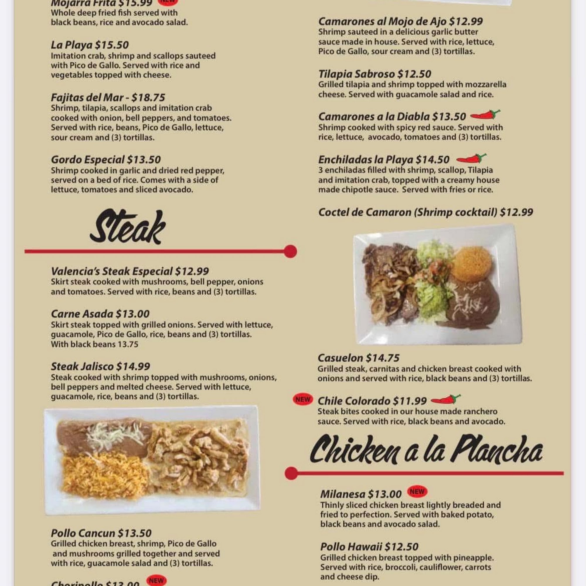 Valencias - Perry, MO Menu