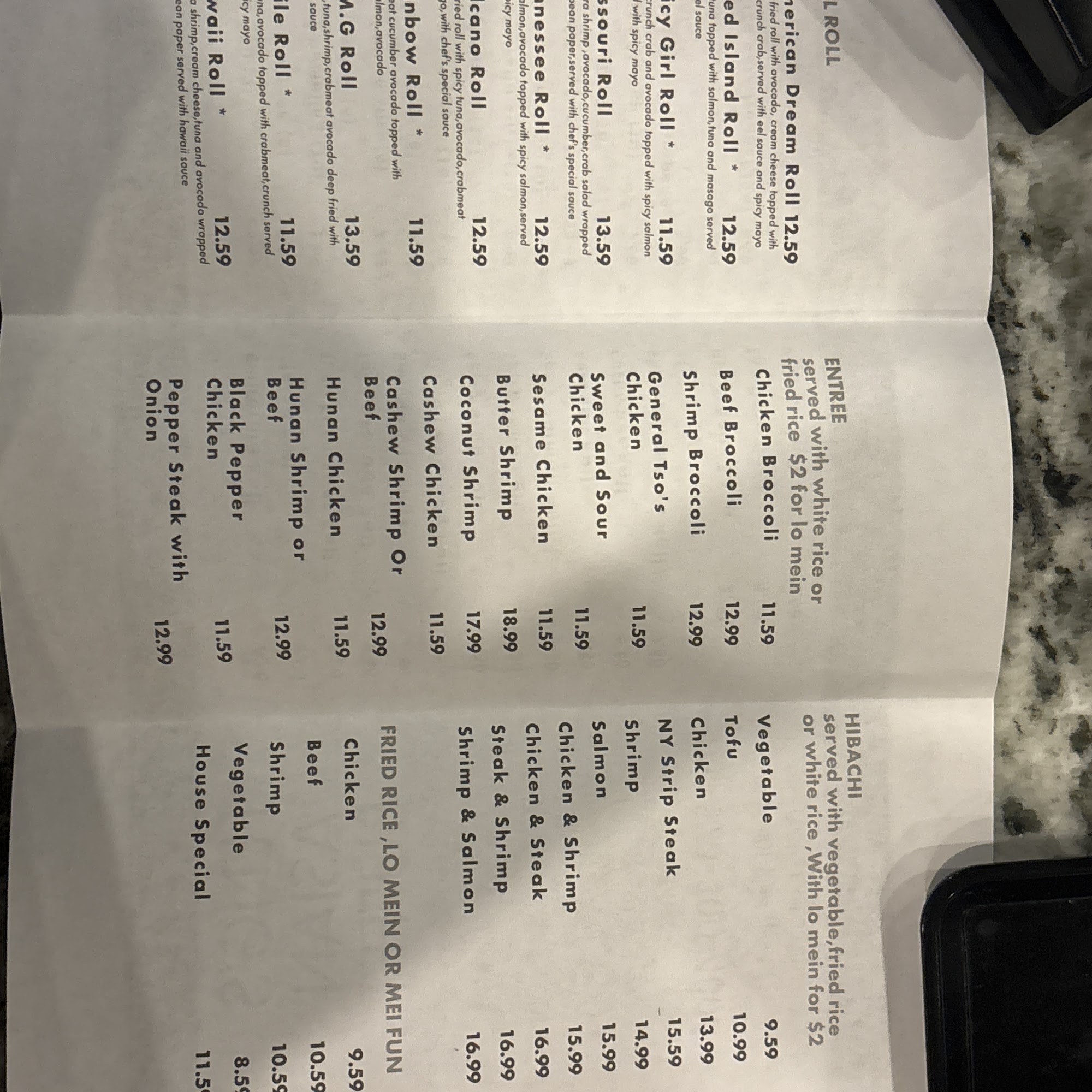 Feng's Asian Buffet Menu