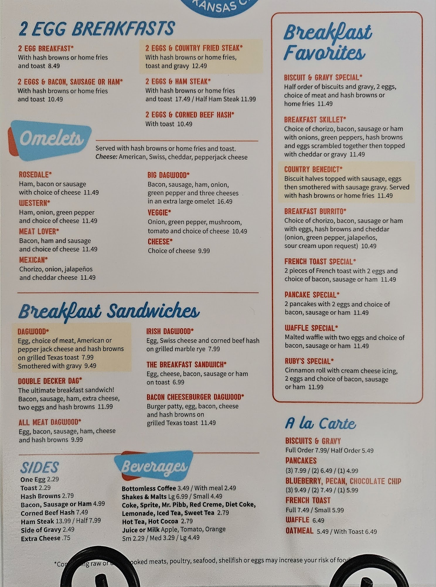 Dagwood's Cafe Menu