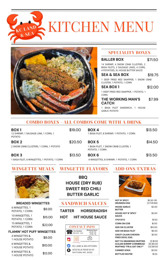 Land & Sea Kitchen Menu