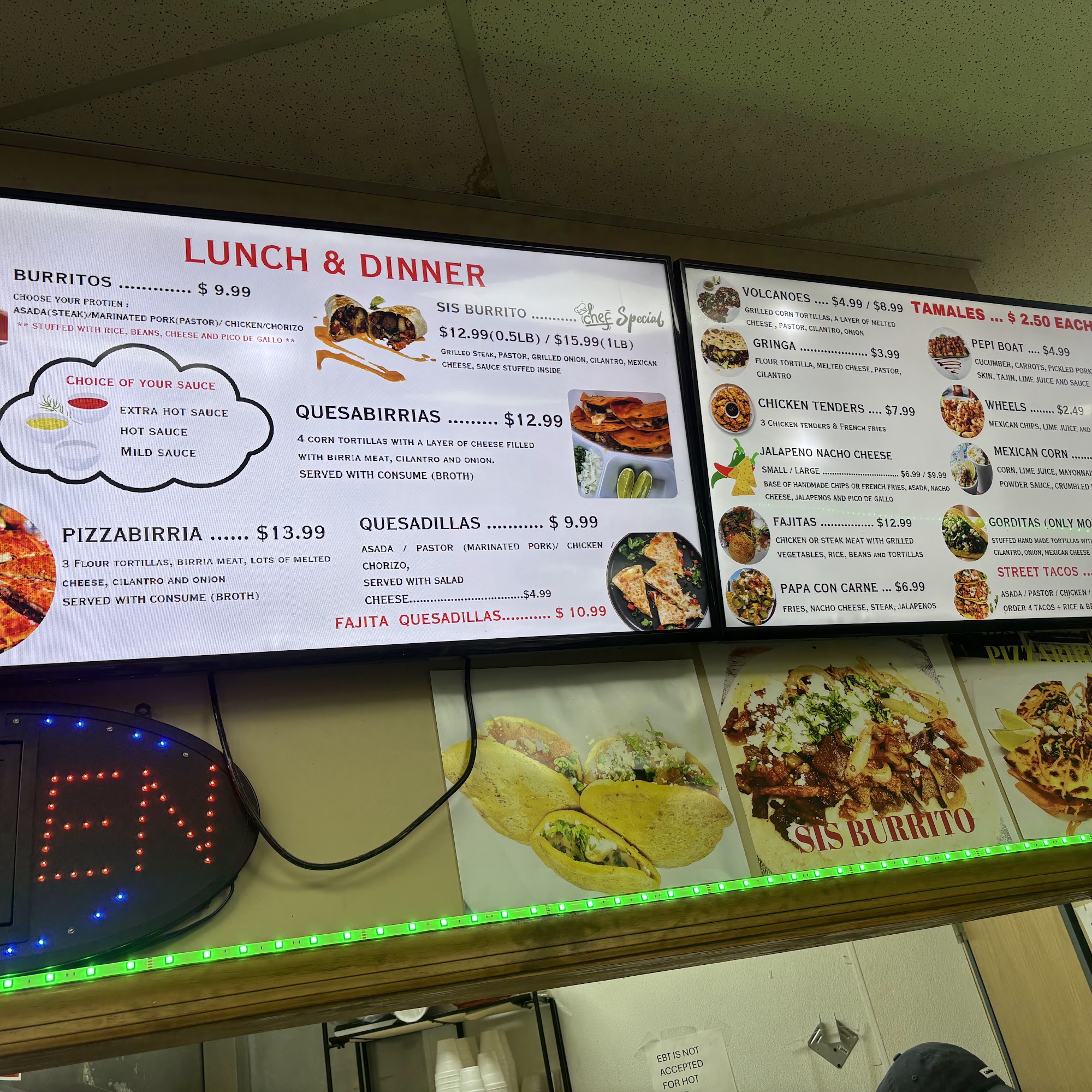 SIS TACOS Menu