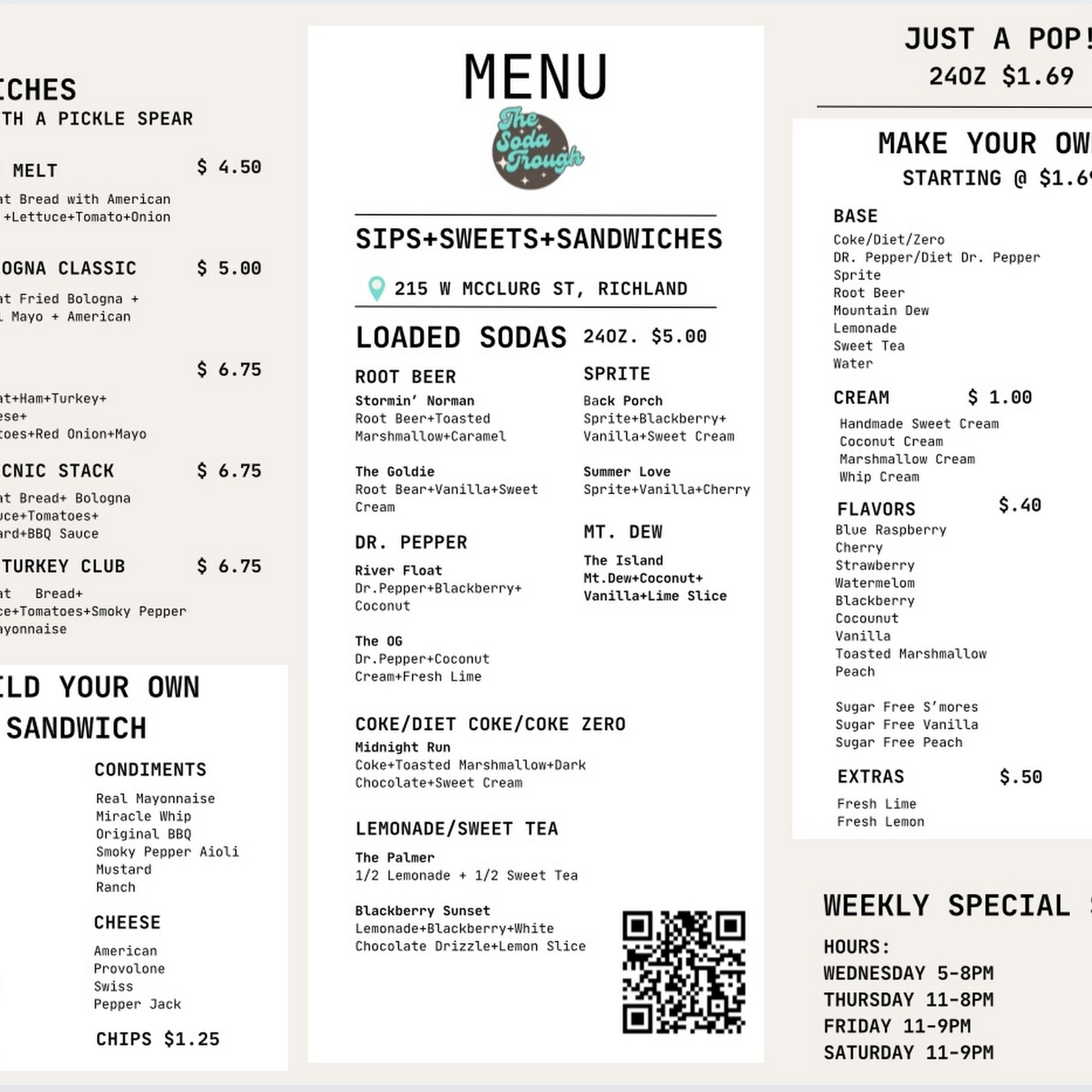 The Soda Trough Menu