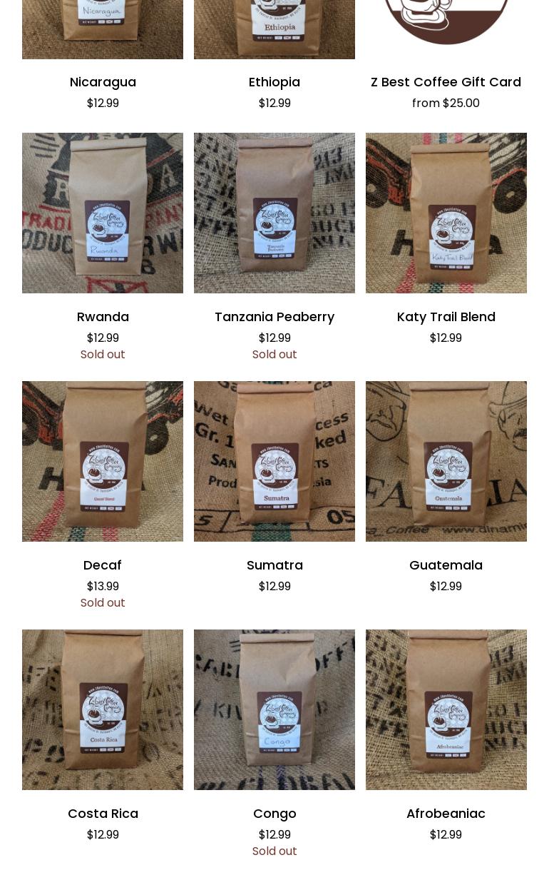 Z-Best Coffee Co Menu