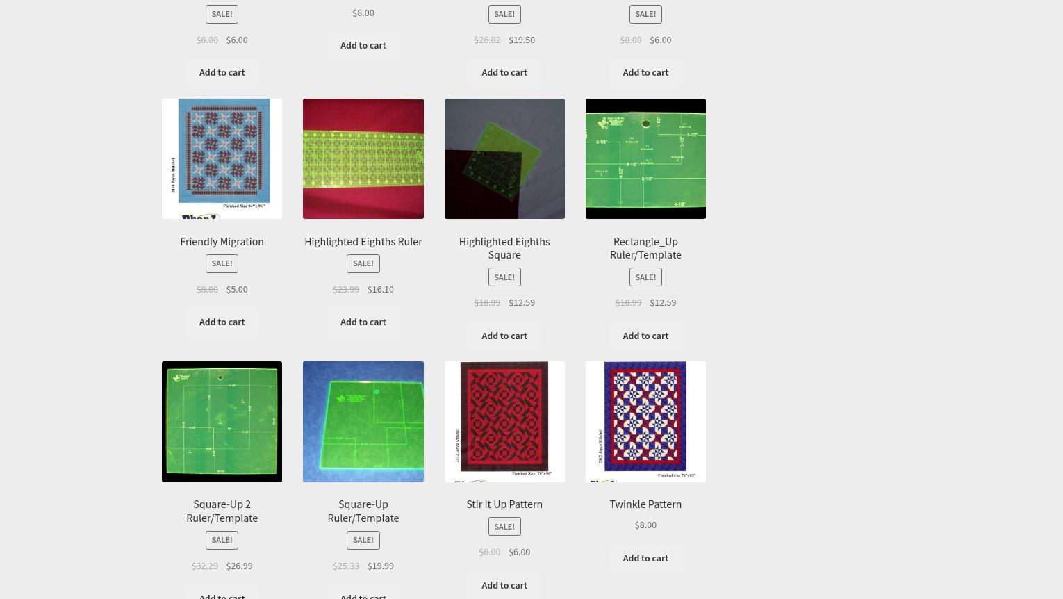 D Bar J Quilts Etc Menu