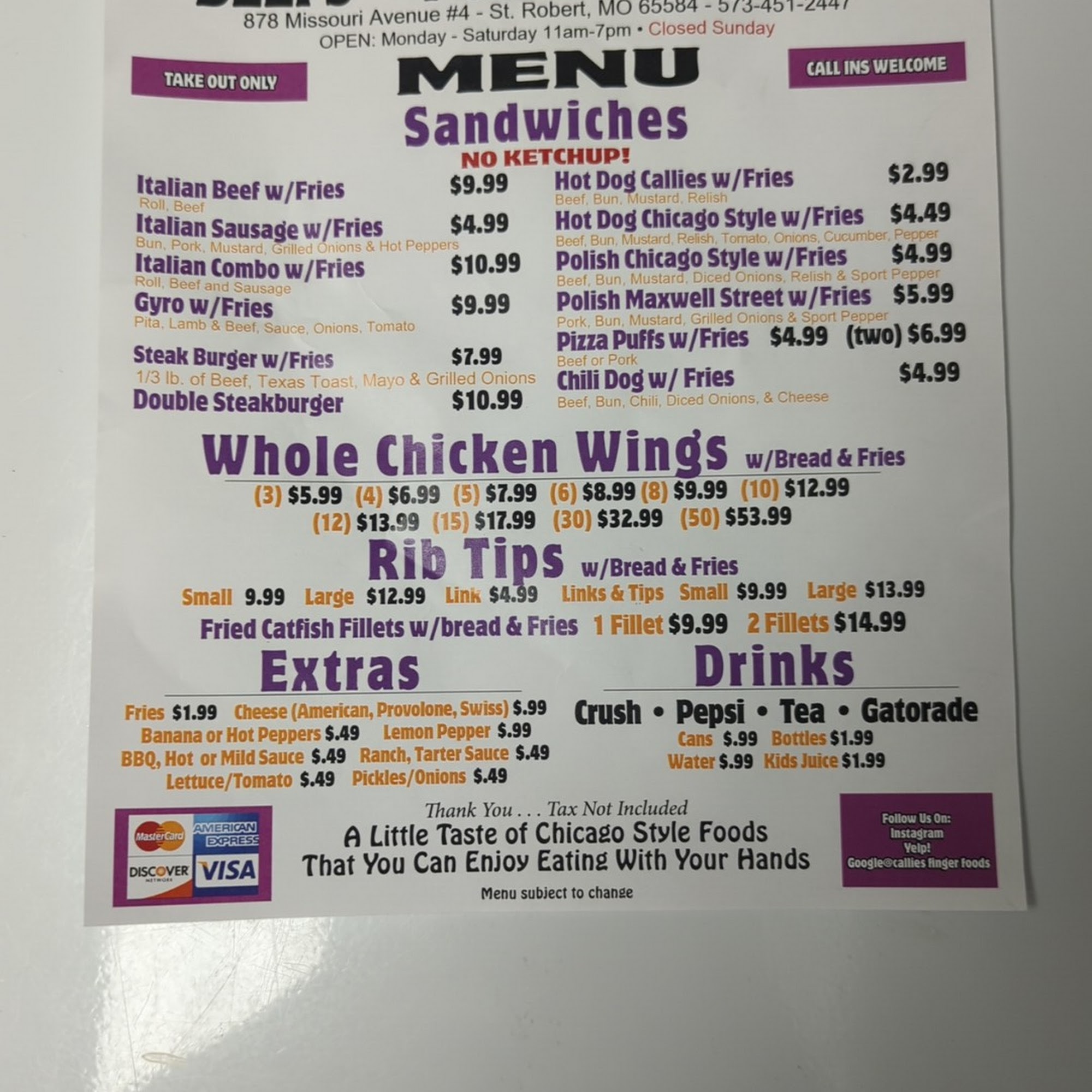 Callies Finger Foods Saint Robert