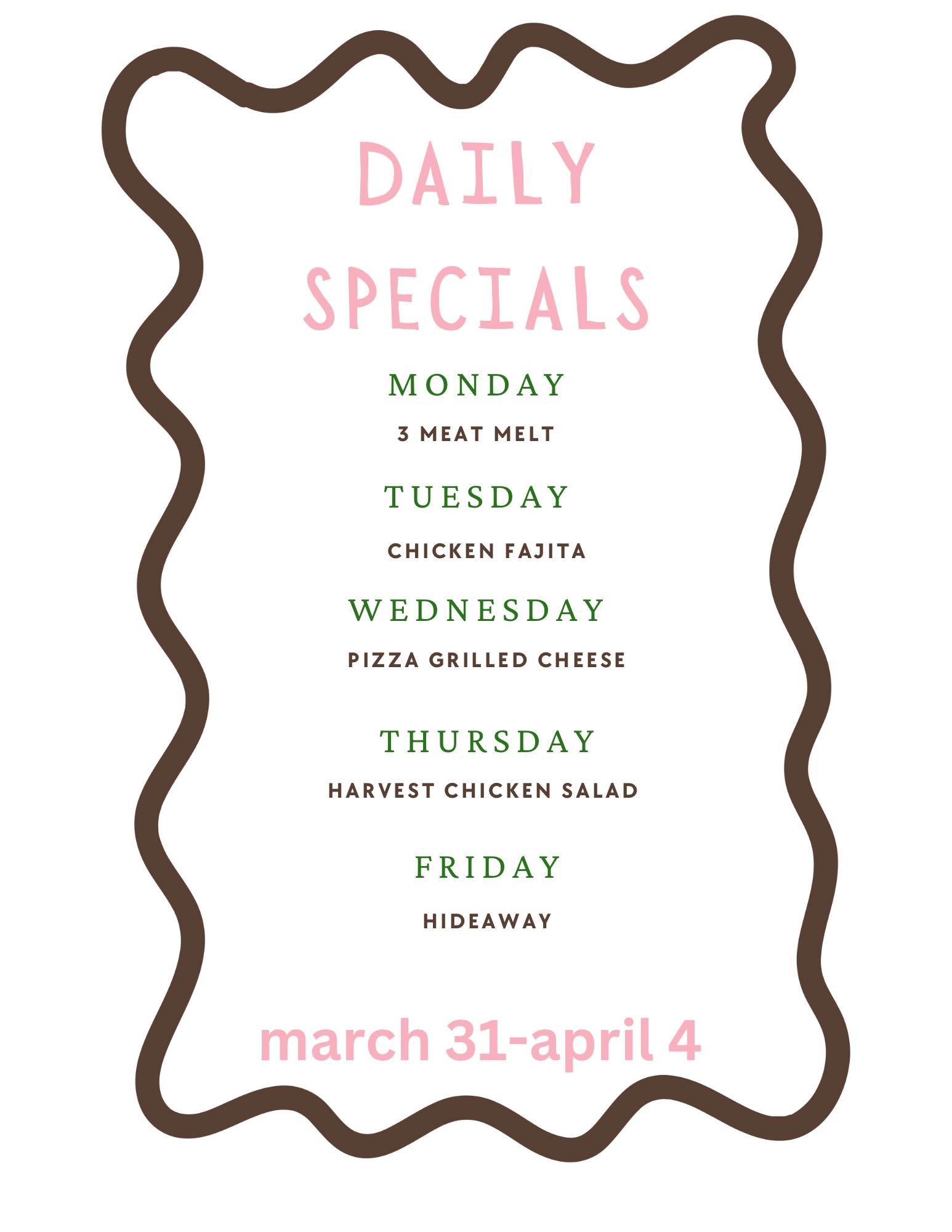 The Bistro & Coffee Menu