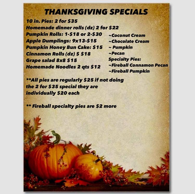 Rhea Mae's Way LLC Menu