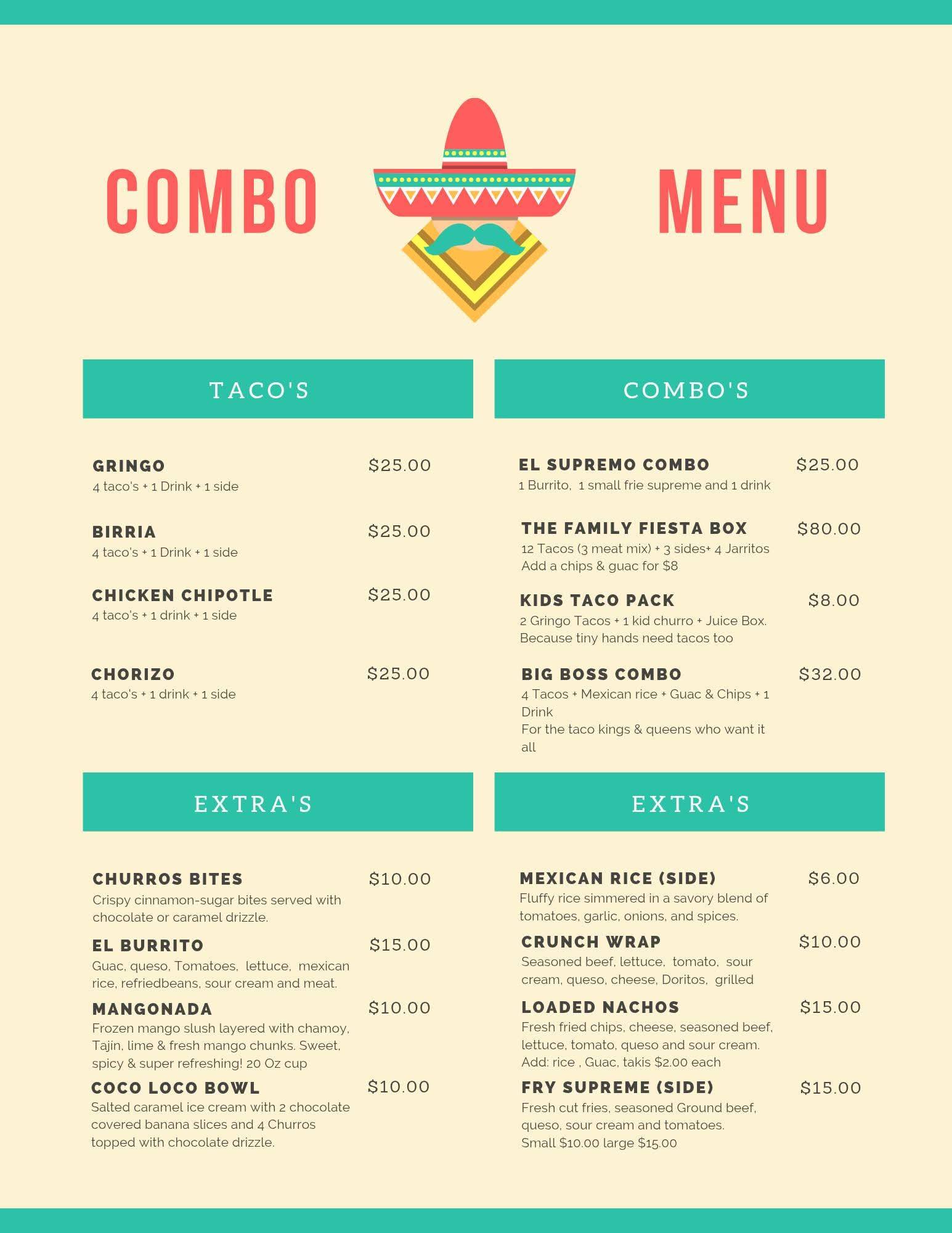 Trisha's Catering Menu