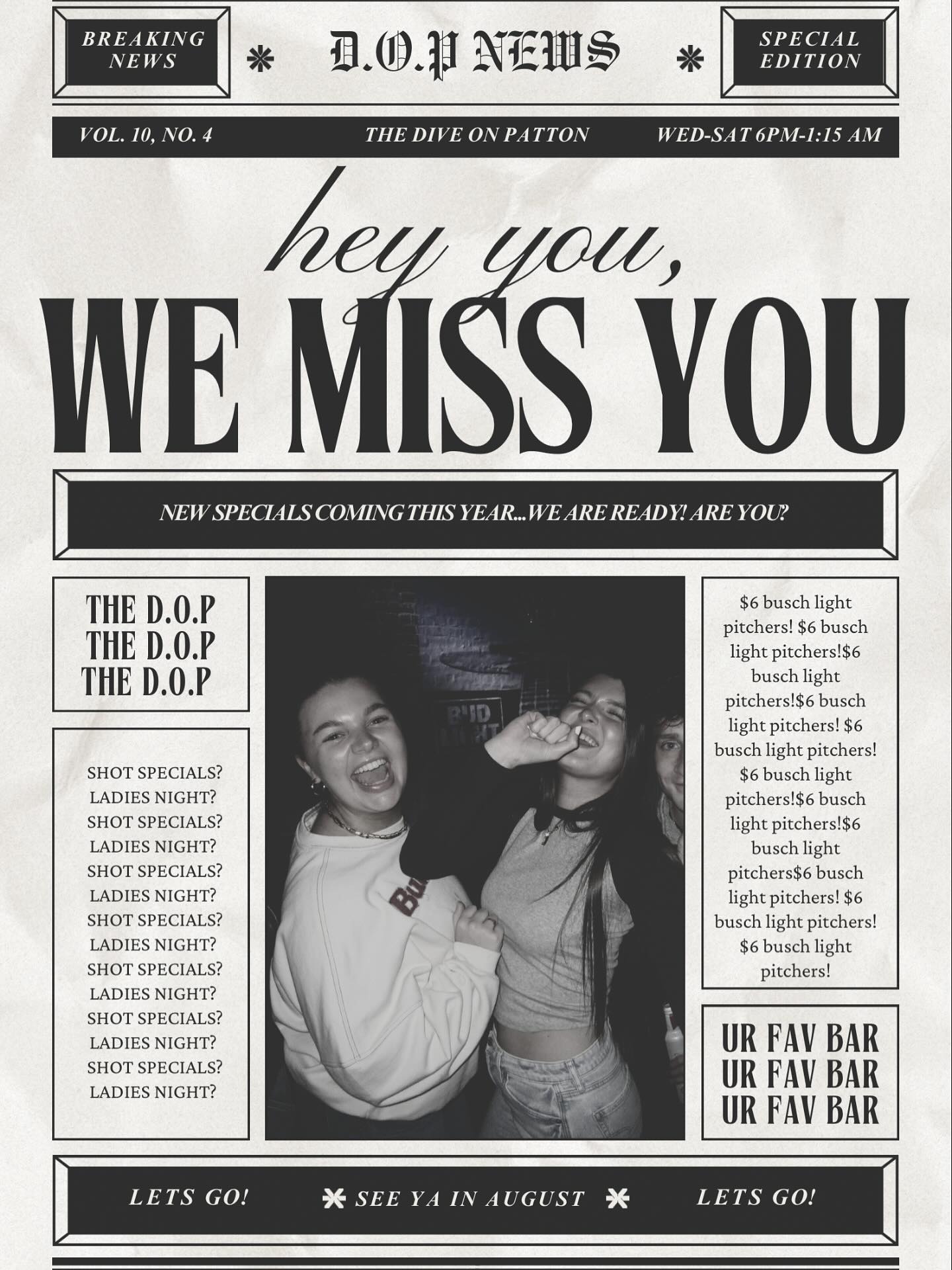 The Dive On Patton Menu