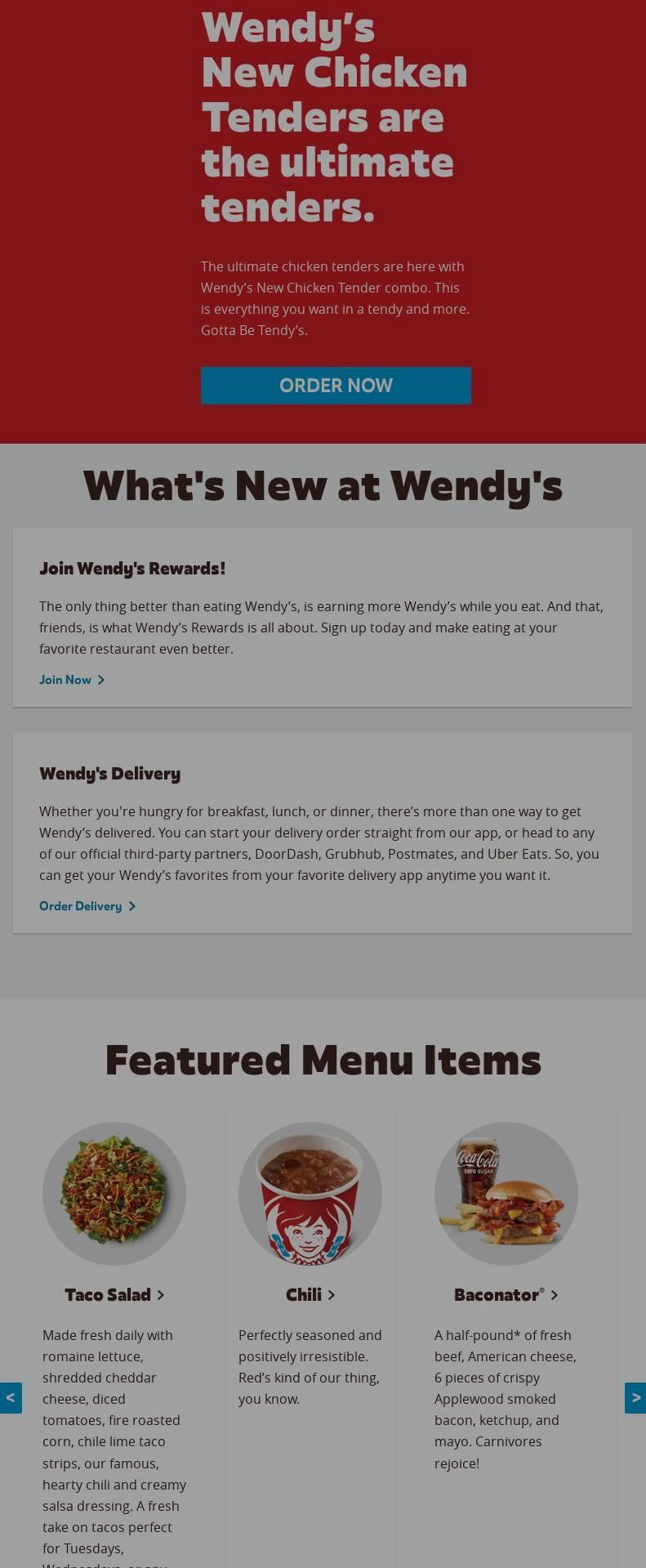 Wendy's Menu