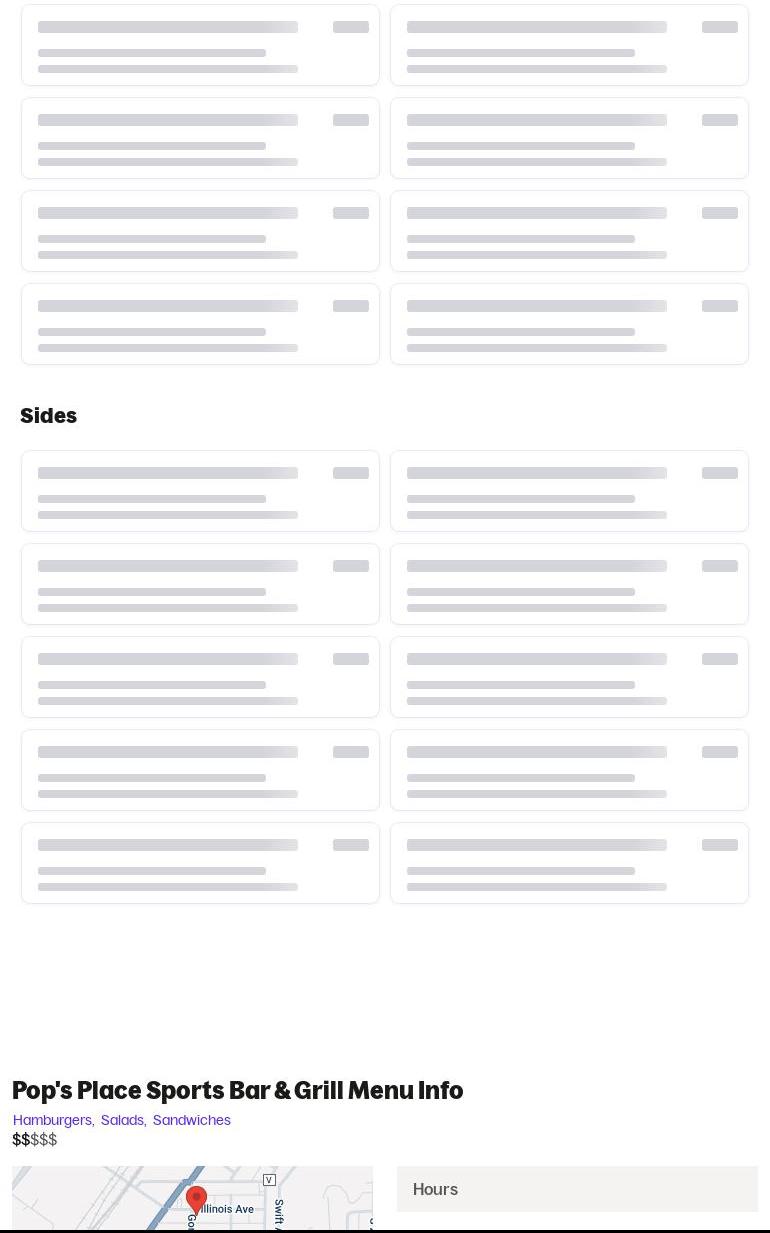 POP'S PLACE SPORTS BAR AND GRILL Menu