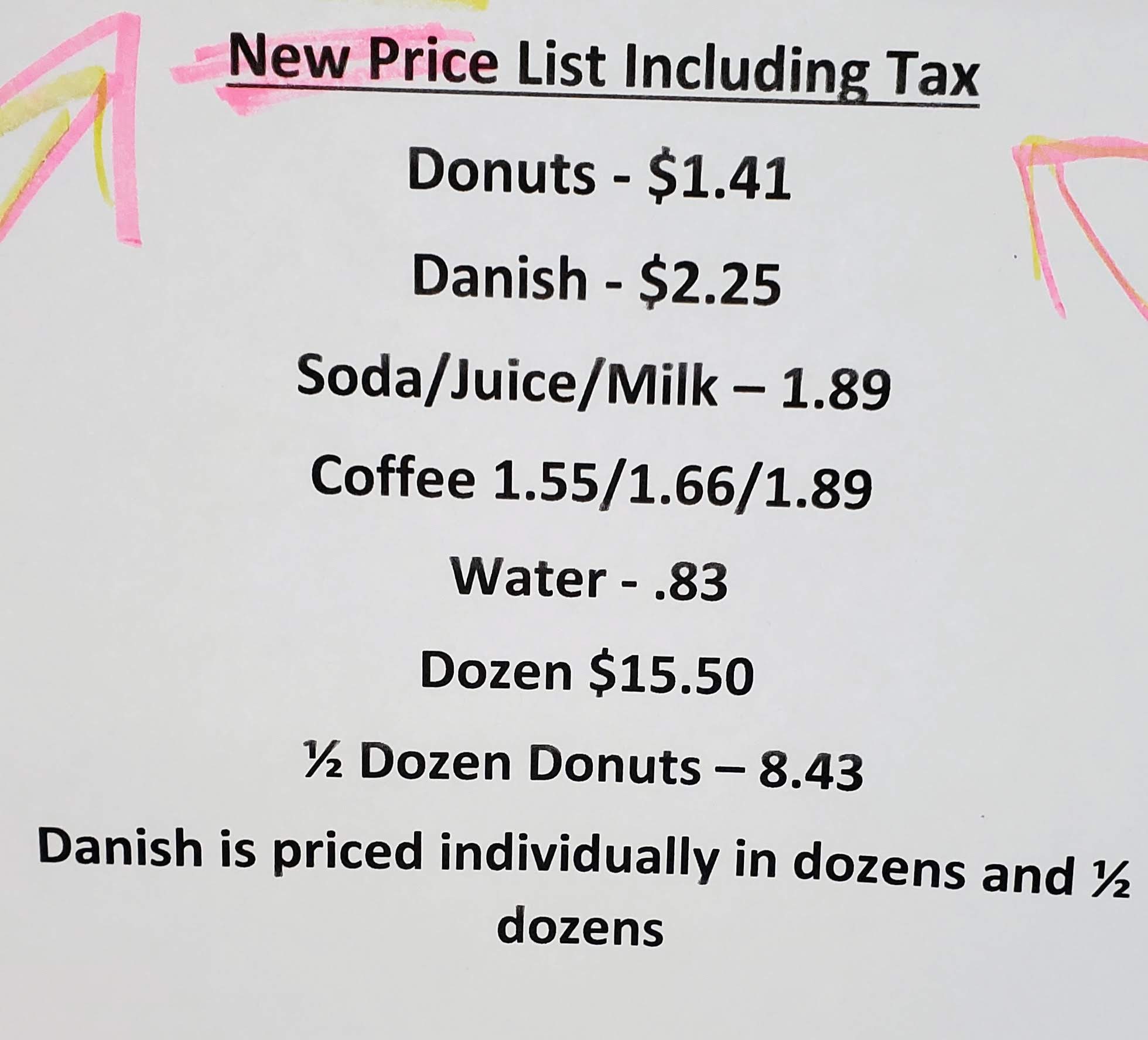 John's Donuts Menu