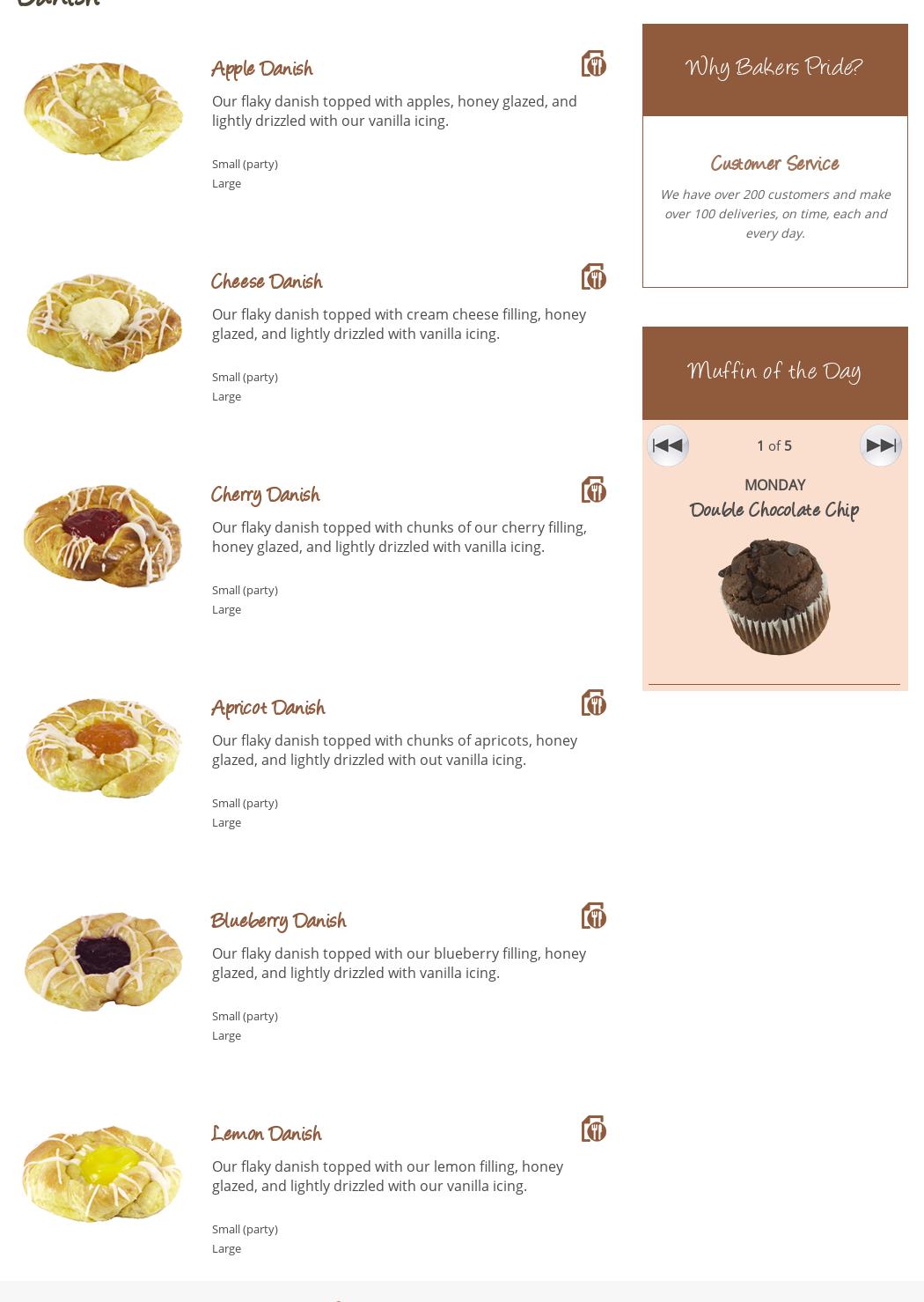 Bakers Pride - Wholesale Bakery Menu