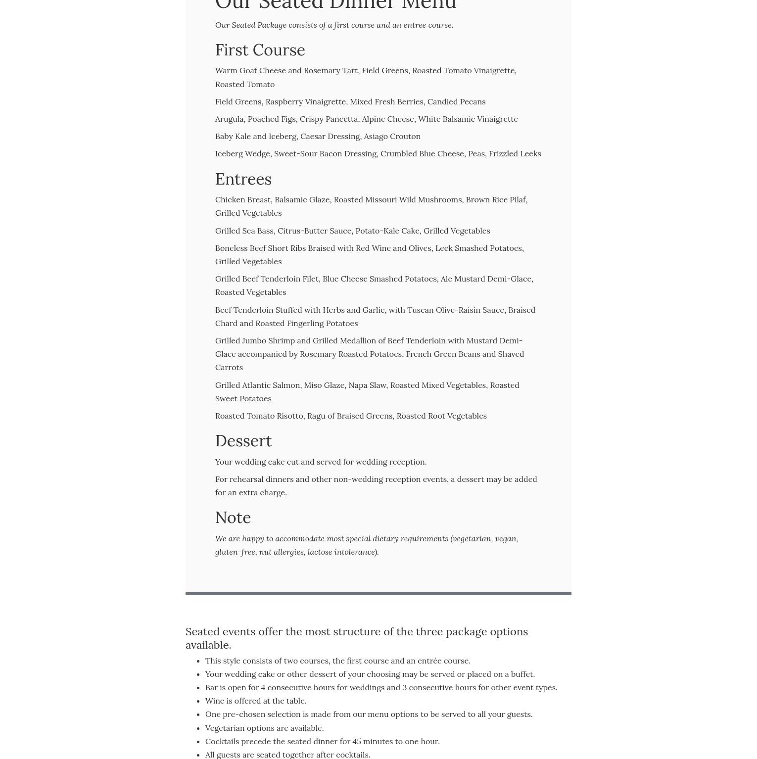 Catering St. Louis Events Menu